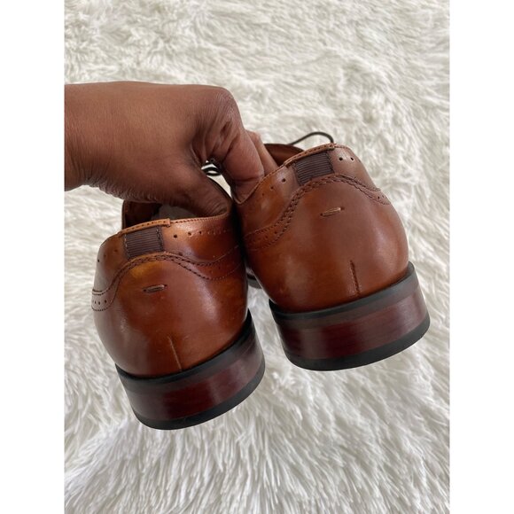 FLORSHEIM Sorrento Mens Cognac Leather Wingtip Dress Shoes Size 11